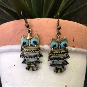 Antique Gold Owl Earrings